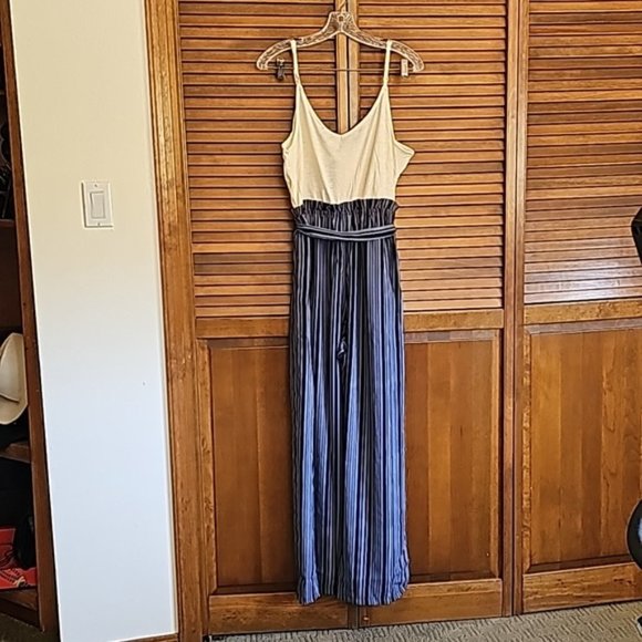 NWT Lily Rose Button Front Paper Bag elastic waist jumpsuit V-neck 1 piece Large - Picture 10 of 11